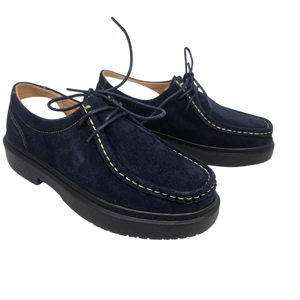 Beauseen Oxford Shoes Women 7.5 Navy Suede Platform Lug Sole Dark Academia